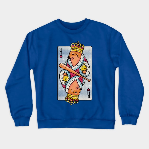 Cheems - The King | King of Hearts Playing Card | Shibe | Shiba Inu Crewneck Sweatshirt by anycolordesigns